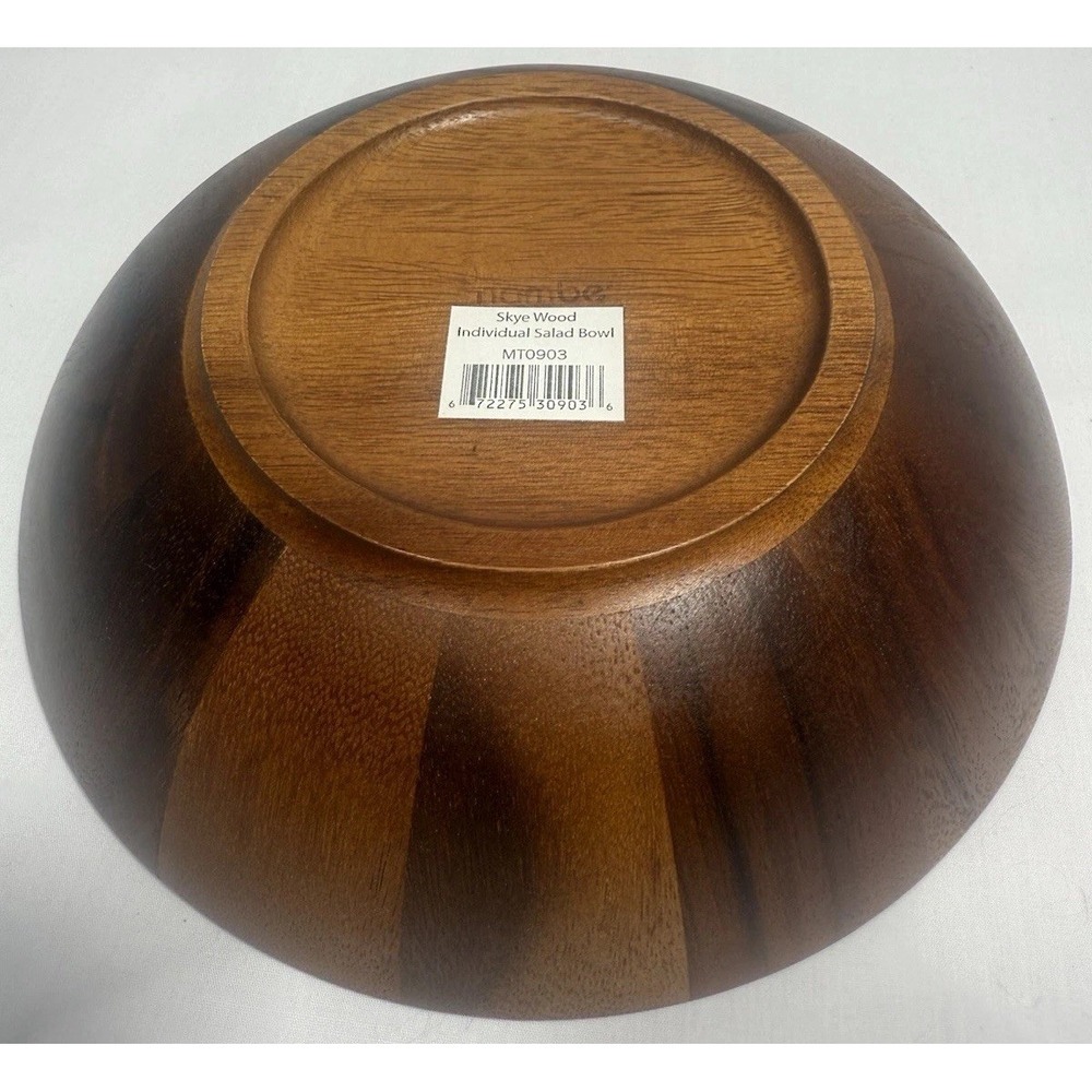 Nambe Skye Salad Bowl Wood Individual Acacia Wood 9"D‎ x 2"H NEW - Picture 3 of 6